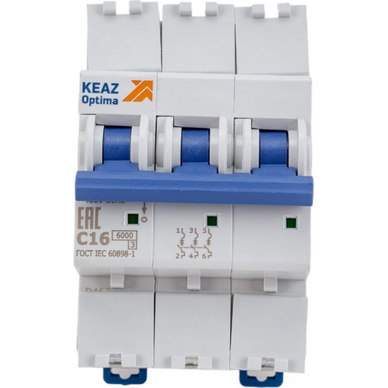 Модульный автоматический выключатель КЭАЗ OptiDin BM63-3C16-УХЛ3