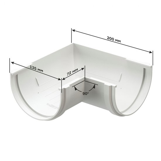 Угол желоба Docke Premium пластиковый d120 мм 90° пломбир RAL 9003