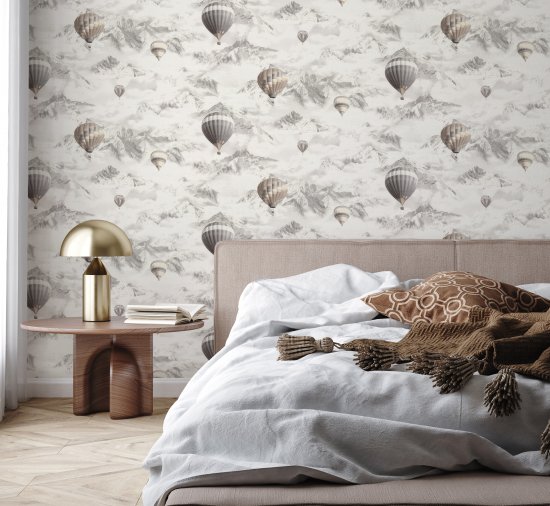 Обои флизелиновые Артекс Воздушные шары серые 1.06 м 10975-01
