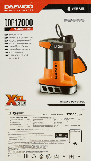 Насос погружной дренажный для грязной воды Daewoo DDP 17000, 17000 л/ч