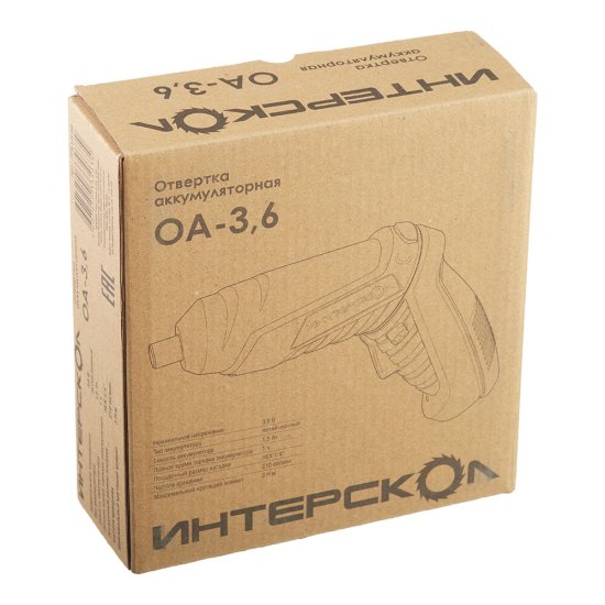 Аккумуляторная отвертка аккумуляторная Интерскол ОА-3,6 3,6 В 1,5 Ач Li-Ion 1 АКБ и ЗУ (729.1.0.00)