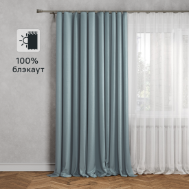 Штора на ленте блэкаут Столица текстиля Bordeaux 200x300 см цвет сине-зеленый