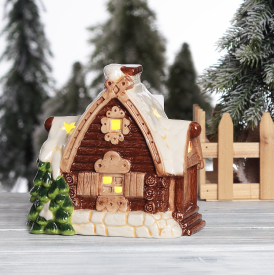 Подсвечник Избушка 16.5x17 см цвет коричневый