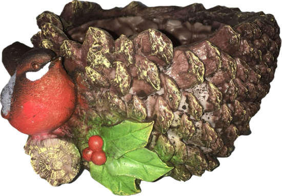 Фигура садовая Шишка с птичкой камень 14x25x20 см цвет коричневый