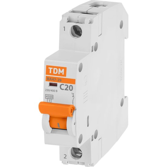 Автомат TDM ELECTRIC ВА47-29 1Р, 20 А, 4,5 кА, С