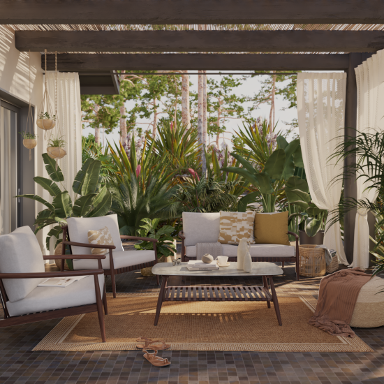 Диван садовый с подушками NATERIAL RETRO, двухместный, алюминий, эффект дерева