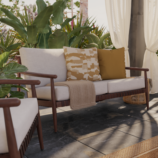 Диван садовый с подушками NATERIAL RETRO, двухместный, алюминий, эффект дерева