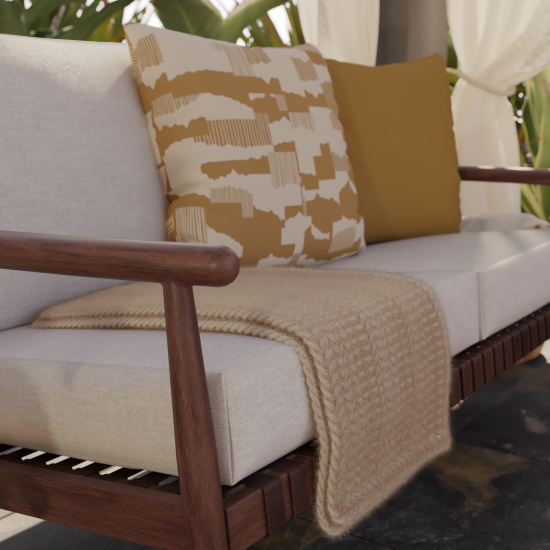 Диван садовый с подушками NATERIAL RETRO, двухместный, алюминий, эффект дерева