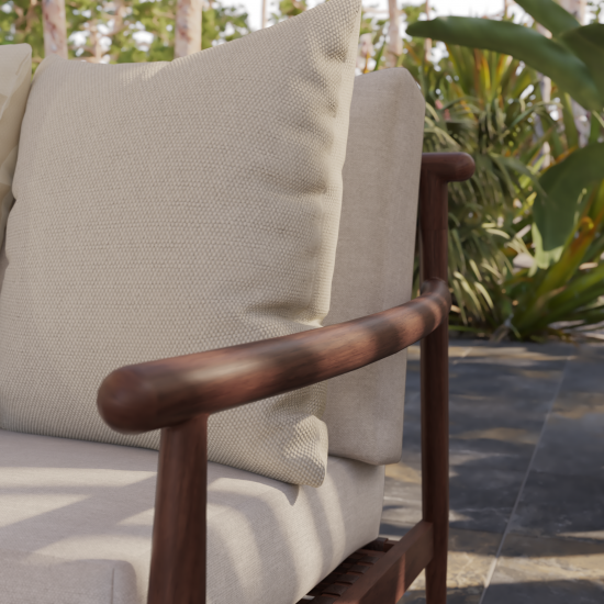 Диван садовый с подушками NATERIAL RETRO, двухместный, алюминий, эффект дерева