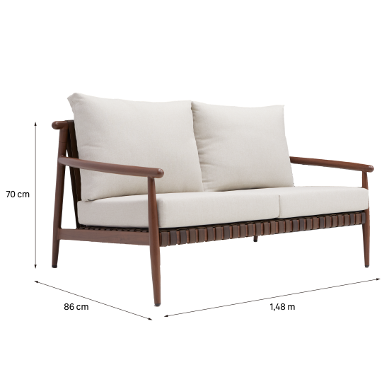 Диван садовый с подушками NATERIAL RETRO, двухместный, алюминий, эффект дерева