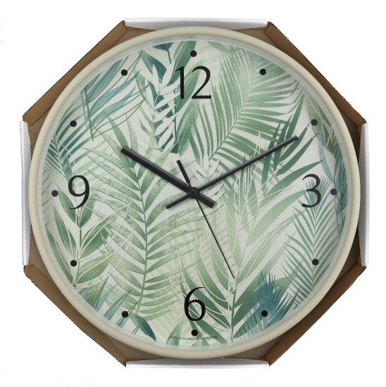 Часы настенные Troykatime Флористика круглые пластик цвет бежевый/зеленый бесшумные ø30 см
