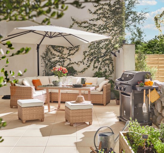 Набор садовой мебели Naterial Medena металл/стекло цвет белый: диван, стол и 2 стула