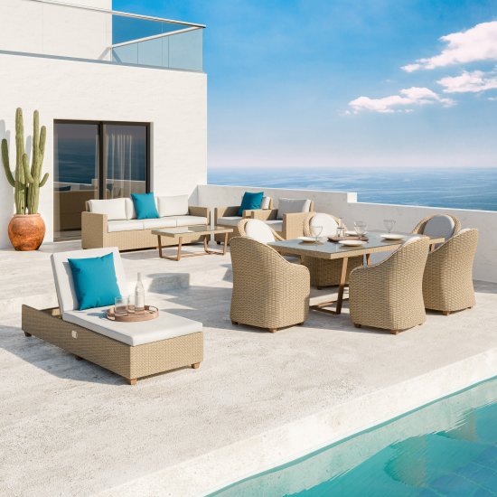 Набор садовой мебели Naterial Medena металл/стекло цвет белый: диван, стол и 2 стула