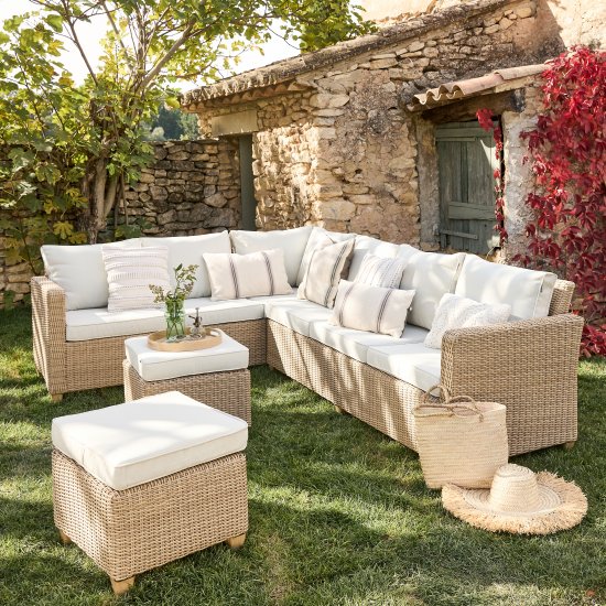 Набор садовой мебели Naterial Medena металл/стекло цвет белый: диван, стол и 2 стула