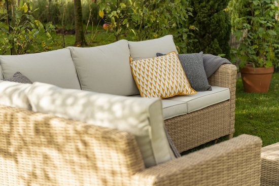 Набор садовой мебели Naterial Medena металл/стекло цвет белый: диван, стол и 2 стула