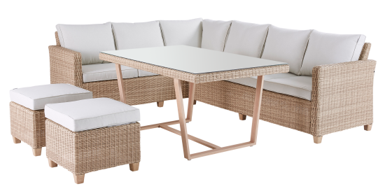 Набор садовой мебели Naterial Medena металл/стекло цвет белый: диван, стол и 2 стула