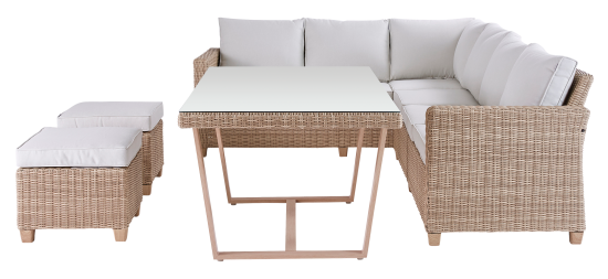 Набор садовой мебели Naterial Medena металл/стекло цвет белый: диван, стол и 2 стула