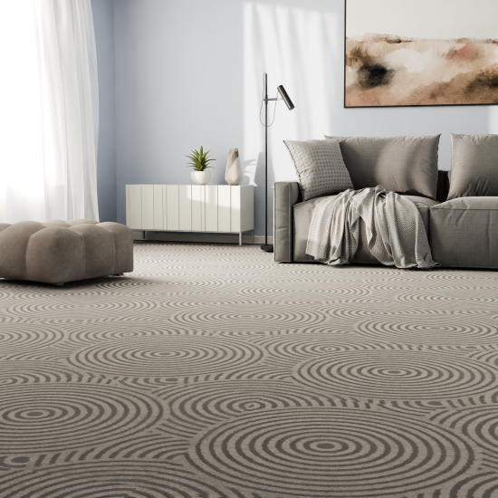 Ковровое покрытие «Фризе Тач Круги» 4 м, цвет бежевый