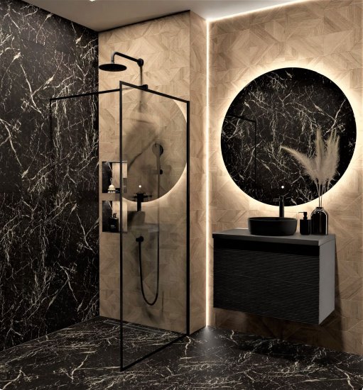 Тумба под раковину AM.PM Struktura M9SFHX0802BMHS, подвесная 80 см, 2 ящика, цвет черный