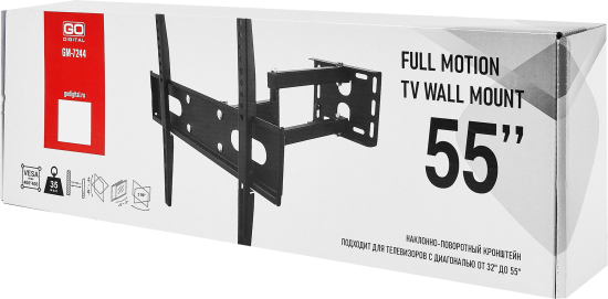 Кронштейн для ТВ настенный поворотный Godigital GM-7244 43.3x42.2 см цвет черный
