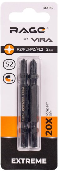 Бита двухсторонняя магнитная Rage 554140 PZ/FL1/FL2, 2 шт.
