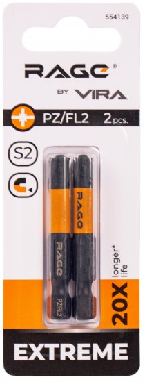 Бита магнитная Rage 554139 PZ/FL2 x50 мм, 2 шт.