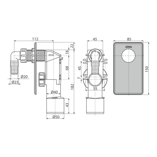 Сифон для стиральной машины Alcadrain скрытого монтажа белый (APS3/AG210321100)