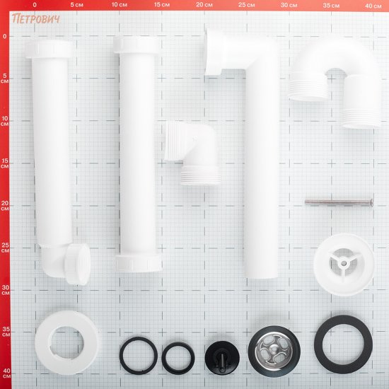 Сифон для раковины и мойки Alcadrain 1 1/2х40 мм со смещением с выпуском d60 мм белый (A413/AG210511100)