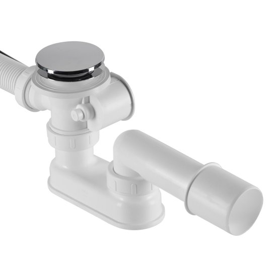 Сифон для ванны Alcadrain регулируемый полуавтомат с выпуском d70 мм с переливом (A55KM/AG210125260)