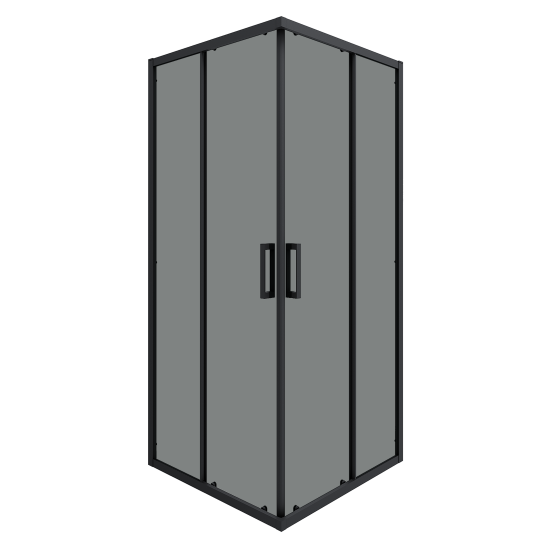 Душевая ширма Квадро Март квадратная 90x90x195см цвет профиля черный раздвижная стекло 6мм тонированное