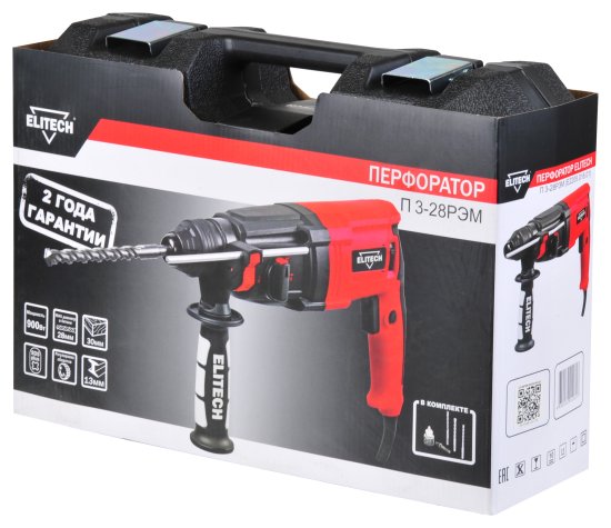 Перфоратор сетевой SDS-plus Elitech 3-28РЭМ, 900 Вт, 3.2 Дж