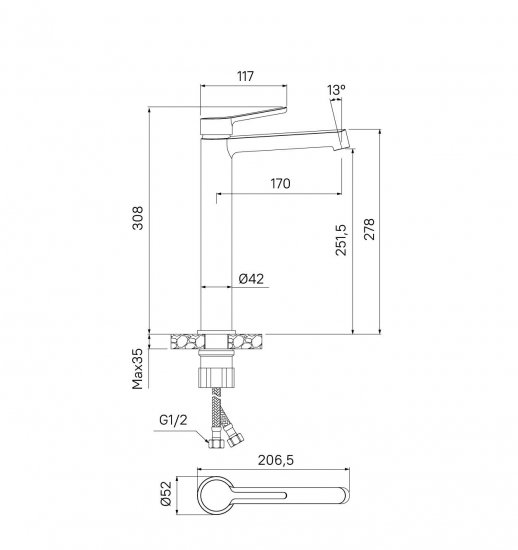 Смеситель для раковины Iddis Odda ODDBL01i01 однорычажный цвет черный матовый