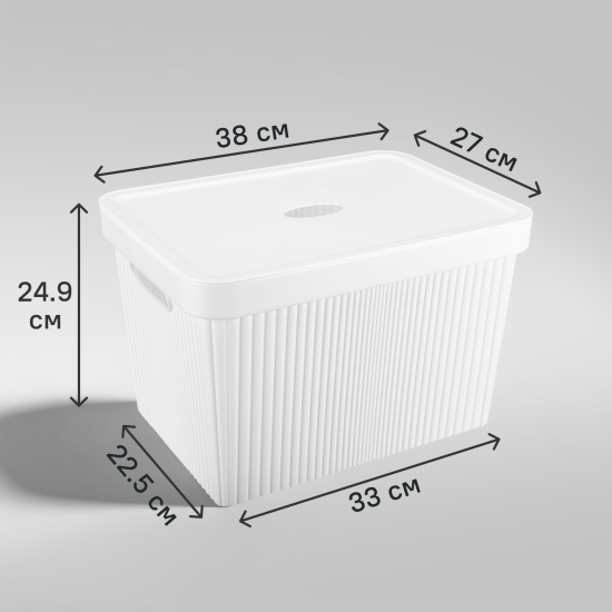 Коробка с крышкой для хранения Velvet 38x24.9x27 см полипропилен цвет белый