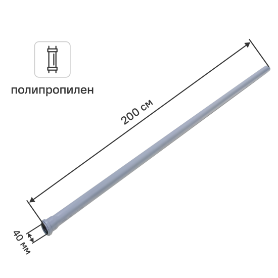 Труба для внутренней канализации Политэк 40x1.8 мм 2 м полипропилен 114200