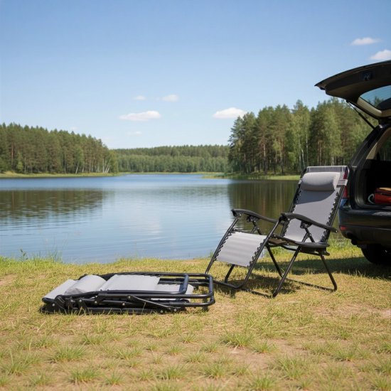 Кресло-шезлонг Сиеста СК-175 156x77x83 см сталь/текстилен цвет серый