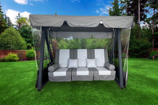 Качели садовые Greengard Мерида 3-х местные до 400 кг цвет серый