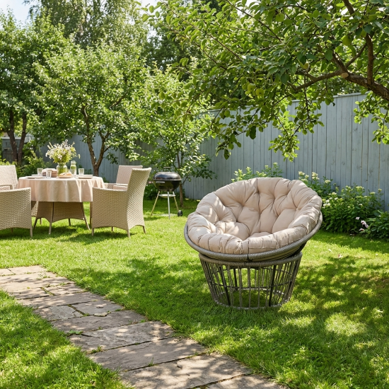 Кресло садовое Турин с подушкой 110x125x80 см роуп бежевый