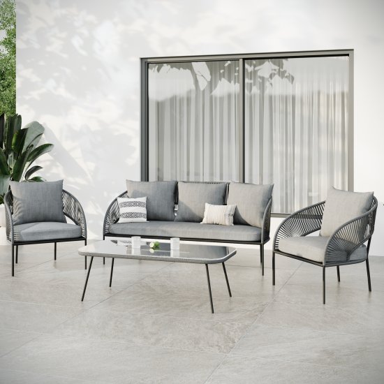 Набор садовой мебели Luna ротанг цвет графит диван - 1 шт стол - 1 шт кресло - 2 шт