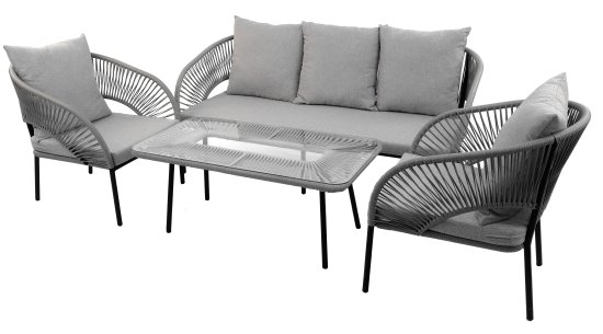 Набор садовой мебели Luna ротанг цвет графит диван - 1 шт стол - 1 шт кресло - 2 шт