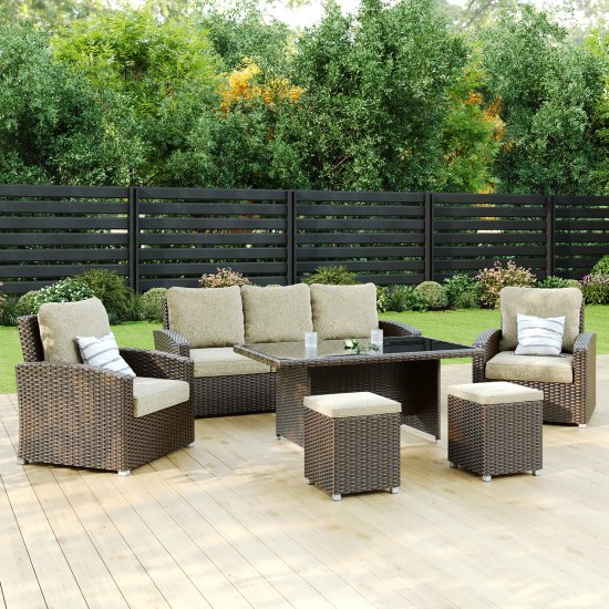 Набор садовой мебели Greengard Альби сталь цвет коричневый диван 1 шт. кресла 2 шт. пуфик 2 шт стол 1 шт