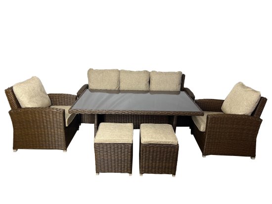 Набор садовой мебели Greengard Альби сталь цвет коричневый диван 1 шт. кресла 2 шт. пуфик 2 шт стол 1 шт