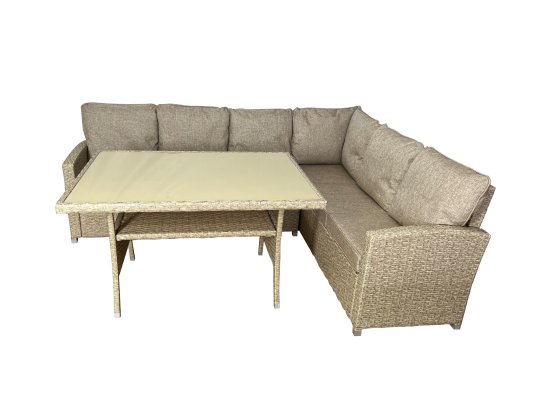 Набор садовой мебели для обеда с подушками Greengard Сантия сталь цвет бежевый диван 1 шт. стол 1 шт.