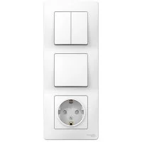 Блок выключатель и розетка Systeme Electric Blanca двухклавишный встраиваемый белый (BLNBS101201)