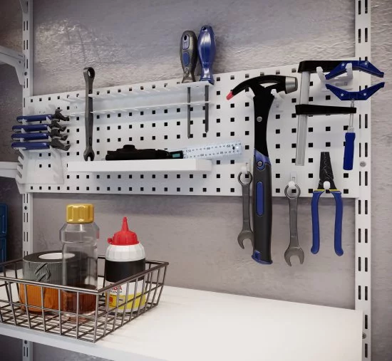 Полка для перфопанели Spaceo 30.6x2.2x8.3 см сталь цвет белый