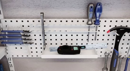 Полка для перфопанели Spaceo 30.6x2.2x8.3 см сталь цвет белый