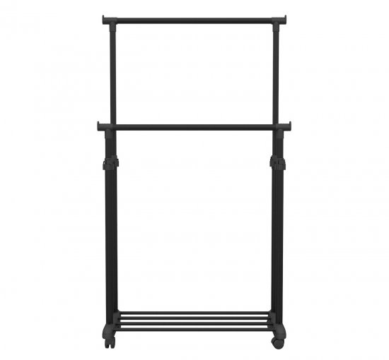 Вешалка напольная 2 штанги 86x166x44 см металл цвет черный
