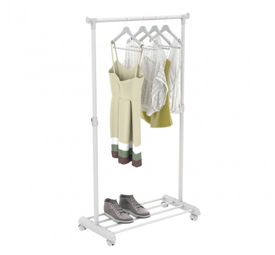 Вешалка напольная 1 штанга 86x166x44 см металл цвет белый