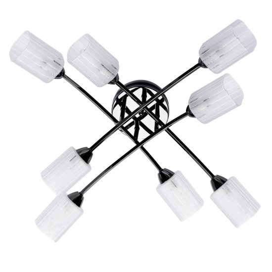 Люстра Олимпия 8xE14x60 Вт металл/стекло цвет чёрный/белый