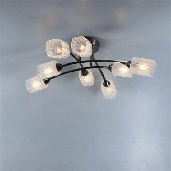 Люстра Олимпия 8xE14x60 Вт металл/стекло цвет чёрный/белый