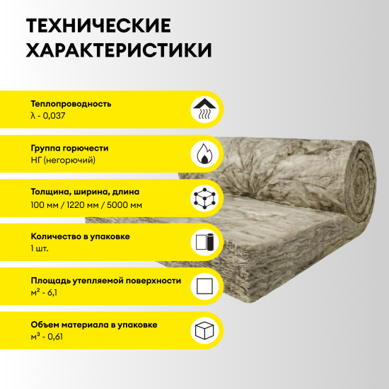Утеплитель VETONIT Стена 100 мм 1 шт 1220x5000 мм 6.1 м²
